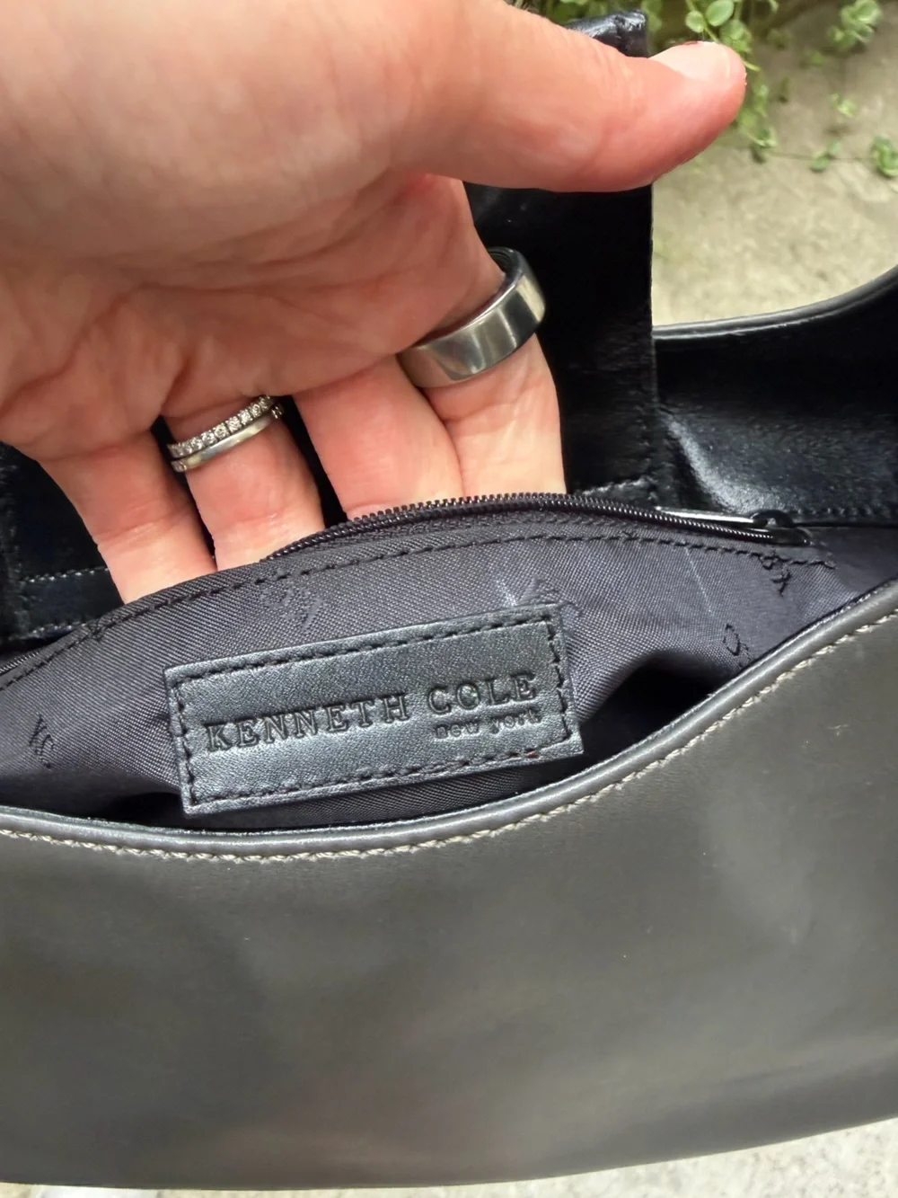 Gorgeous vintage deep grey Kenneth Cole Shoulder Bag all leather
